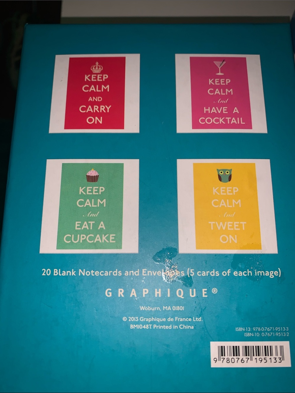 Graphique 20 Keep Calm Notecards
